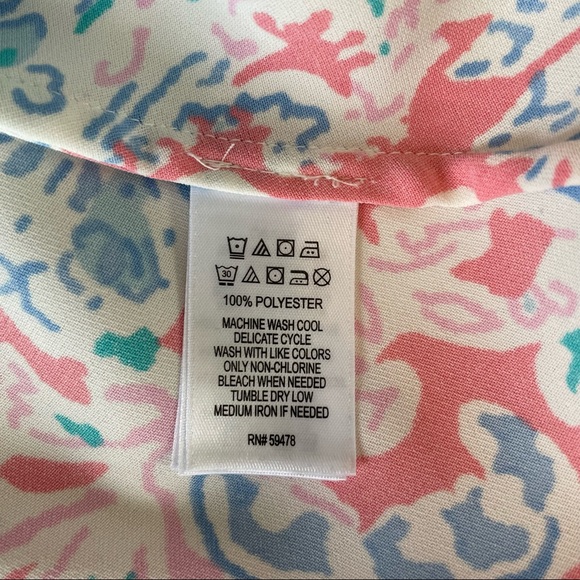 Antibes Blanc Blue Pink Floral V-Neck Cami Strap Butterfly Hem Swing Sundress S - Picture 11 of 11